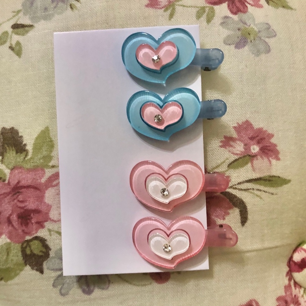 🩵 Free add-on || Layered heart hair clips (2 pairs)
